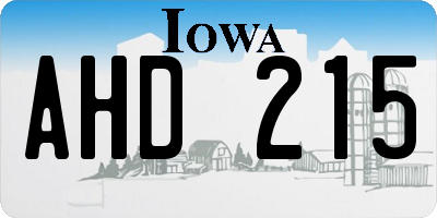 IA license plate AHD215