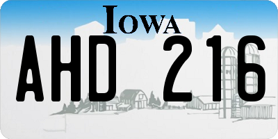 IA license plate AHD216