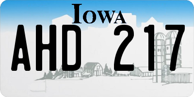 IA license plate AHD217