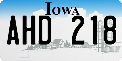 IA license plate AHD218
