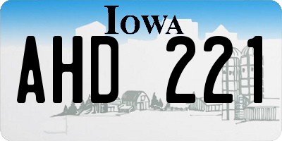 IA license plate AHD221