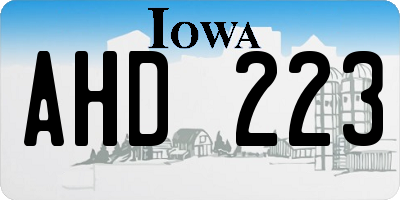 IA license plate AHD223