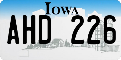 IA license plate AHD226