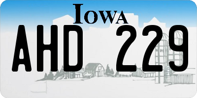 IA license plate AHD229