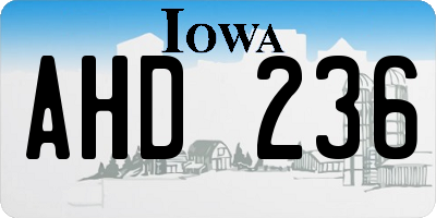 IA license plate AHD236