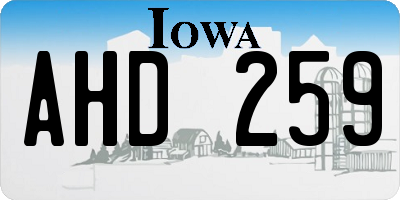 IA license plate AHD259