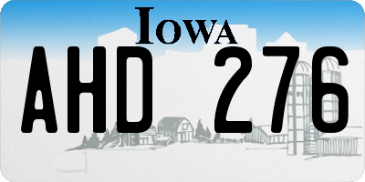IA license plate AHD276