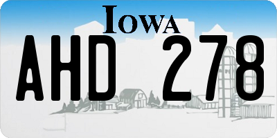 IA license plate AHD278
