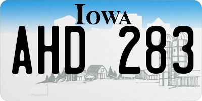 IA license plate AHD283