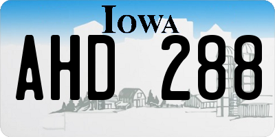 IA license plate AHD288