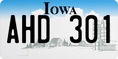 IA license plate AHD301