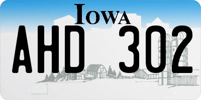 IA license plate AHD302