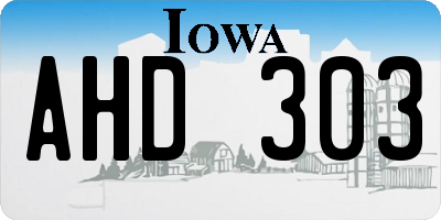IA license plate AHD303
