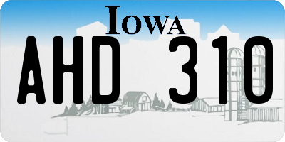 IA license plate AHD310