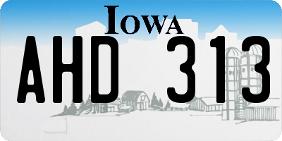 IA license plate AHD313