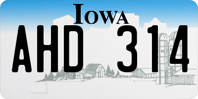 IA license plate AHD314