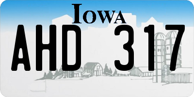 IA license plate AHD317