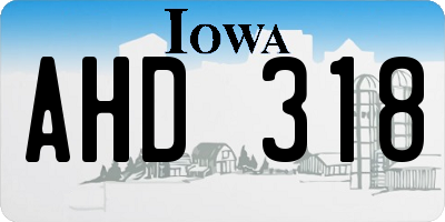 IA license plate AHD318