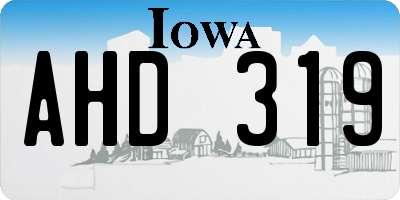 IA license plate AHD319