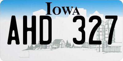 IA license plate AHD327