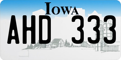 IA license plate AHD333