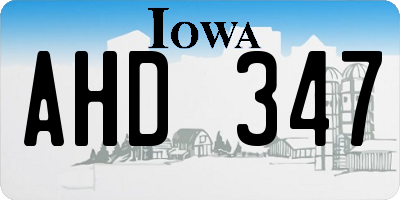 IA license plate AHD347