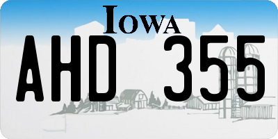 IA license plate AHD355