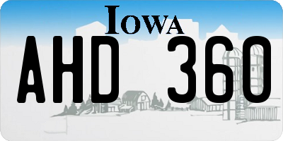 IA license plate AHD360