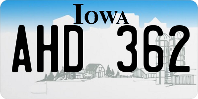 IA license plate AHD362