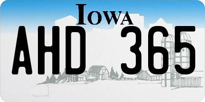 IA license plate AHD365