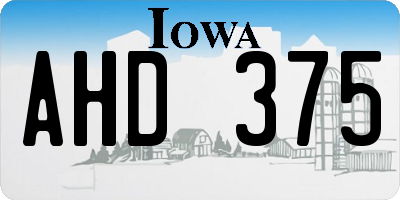 IA license plate AHD375