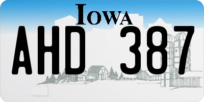 IA license plate AHD387