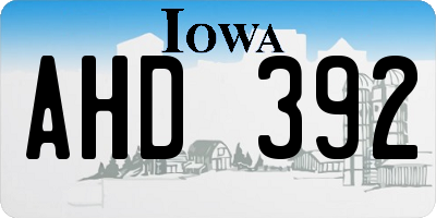 IA license plate AHD392