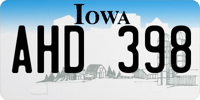IA license plate AHD398