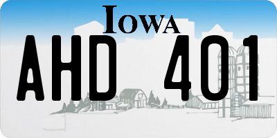 IA license plate AHD401