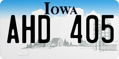 IA license plate AHD405