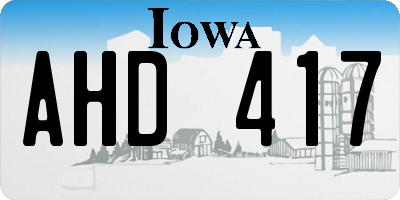 IA license plate AHD417