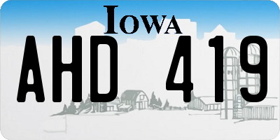 IA license plate AHD419