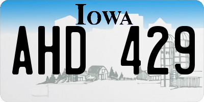 IA license plate AHD429