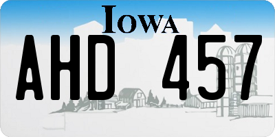 IA license plate AHD457