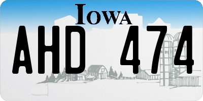 IA license plate AHD474