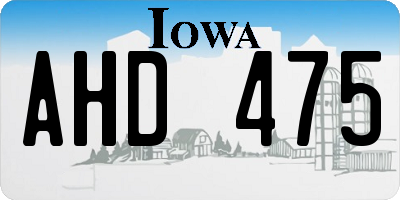IA license plate AHD475