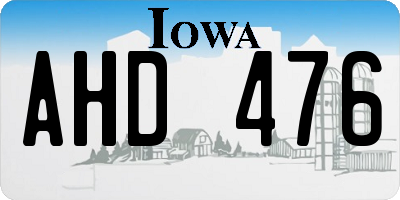 IA license plate AHD476