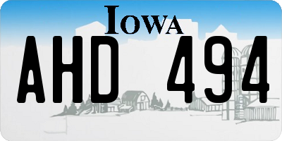 IA license plate AHD494