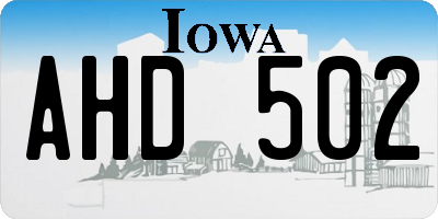 IA license plate AHD502