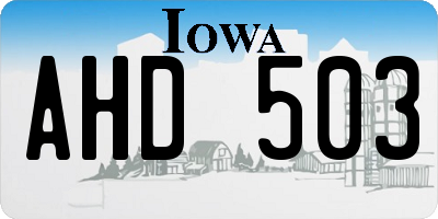 IA license plate AHD503