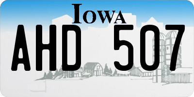 IA license plate AHD507