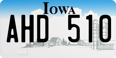 IA license plate AHD510