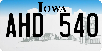 IA license plate AHD540
