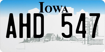 IA license plate AHD547